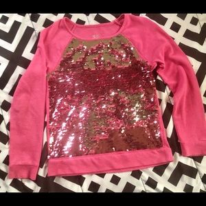 Justice Girls Pink Sequins Sweat Shirt